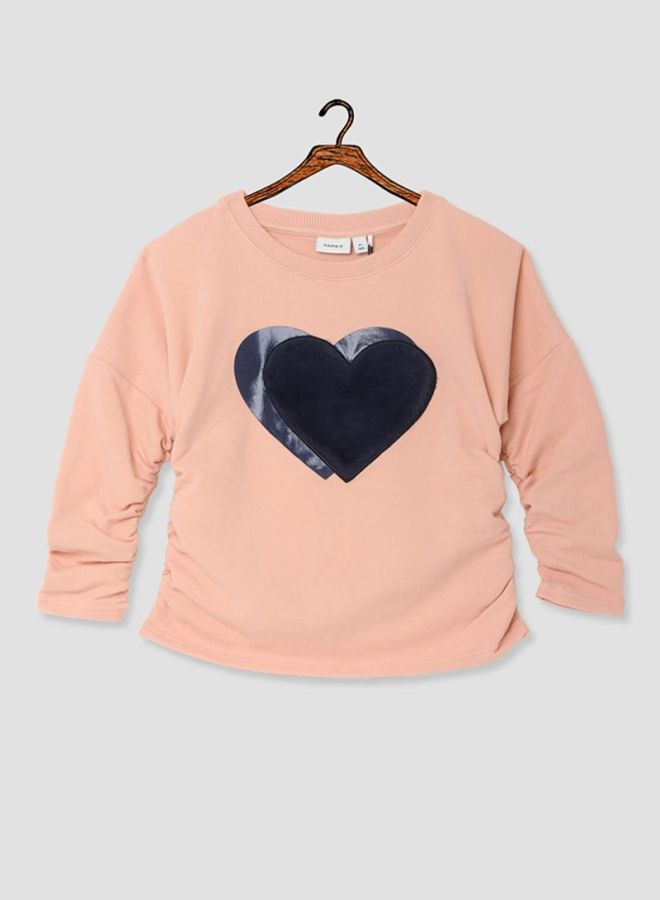 Furry Heart Sweatshirt Rose Cloud