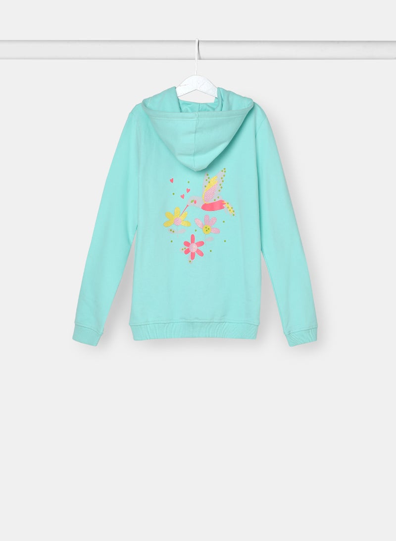 Girls Hoodie Aqua Blue