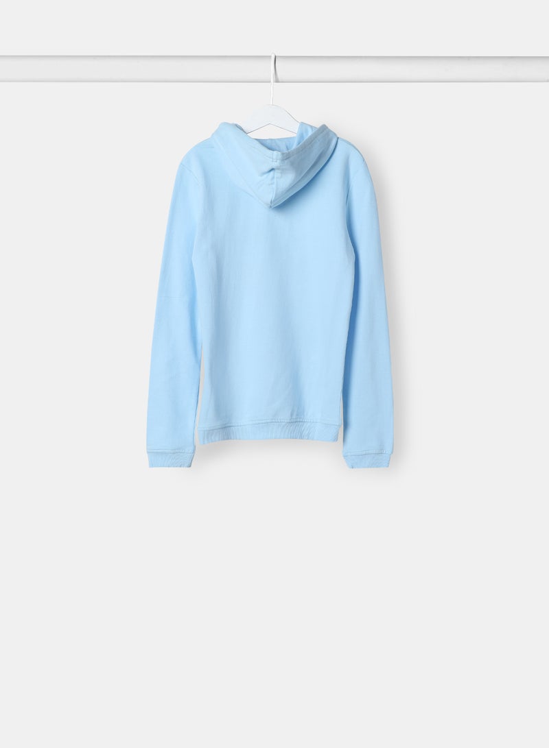 Casual Long Sleeve Hoodie Blue