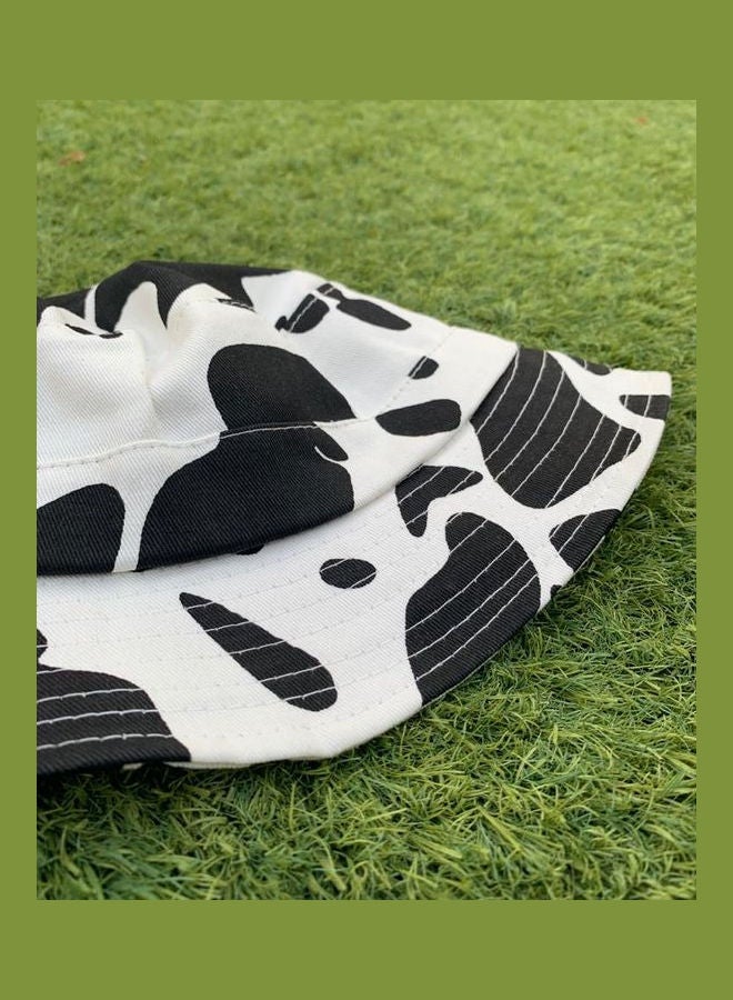 Cow Design Printed Hat Black/White