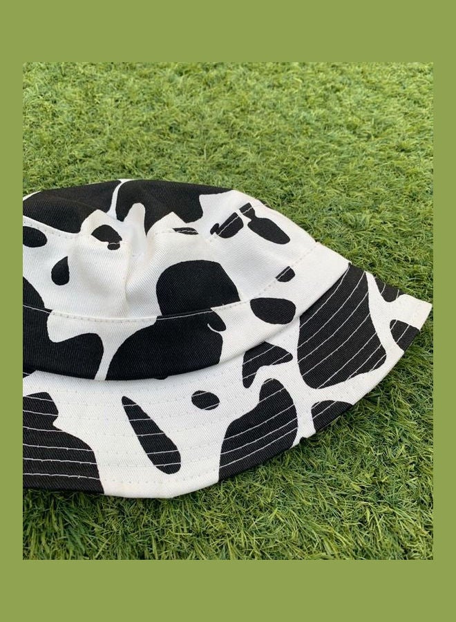 Cow Design Printed Hat Black/White