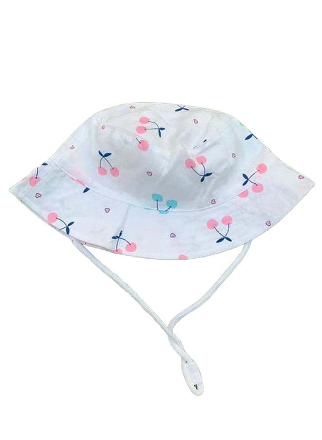 Cherries Design Printed Hat White/Pink/Blue