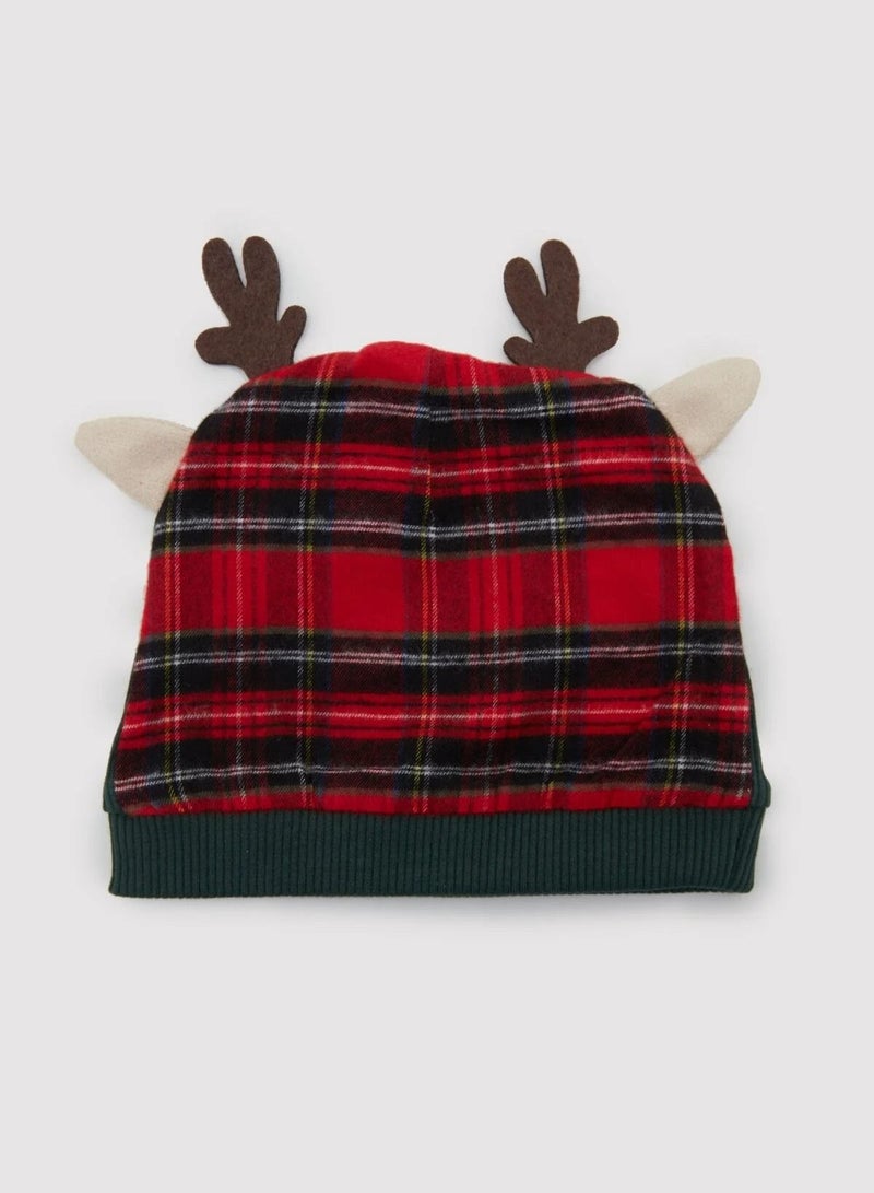 Deer Antler Designed Baby Boy Plaid Hat