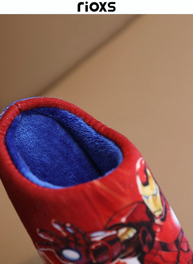 Disney Iron Man Boys Girls Closed Toe Slippers For Home Or Outdoor Use Warm Shoes For Children