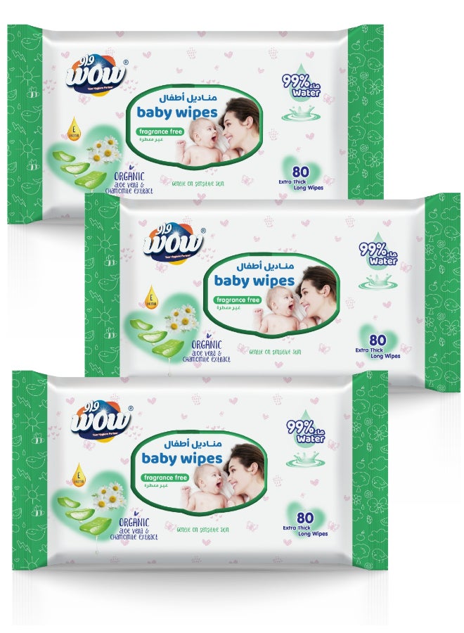 Baby Wipes Fragrance-Free 80S Sheets Pack of 3