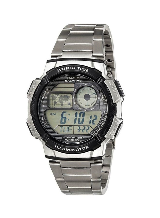 Boys' Classic Stainless Steel Digital Quartz Watch AE1000WD - 44 mm - Silver