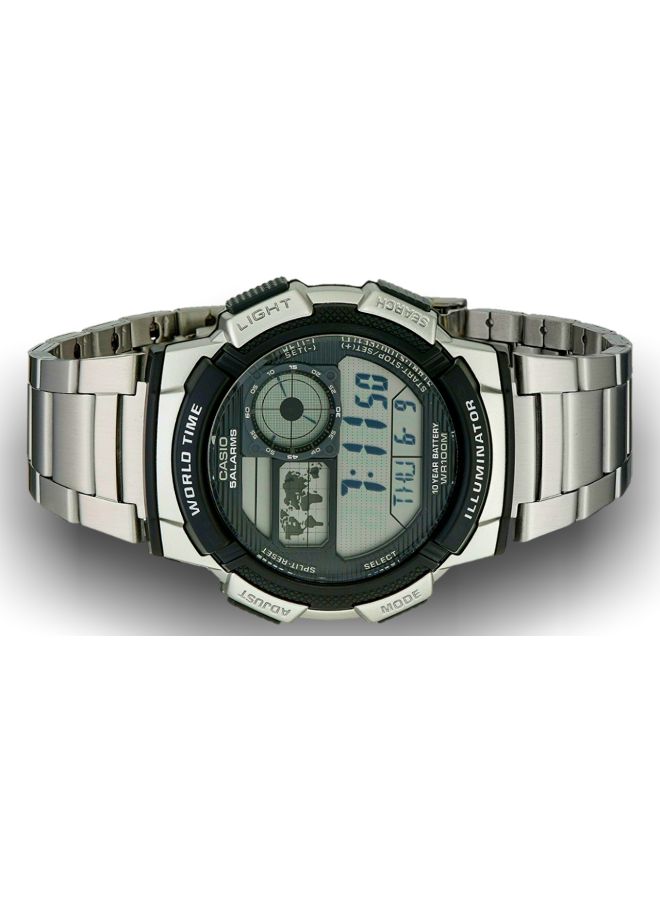 Boys' Classic Stainless Steel Digital Quartz Watch AE1000WD - 44 mm - Silver