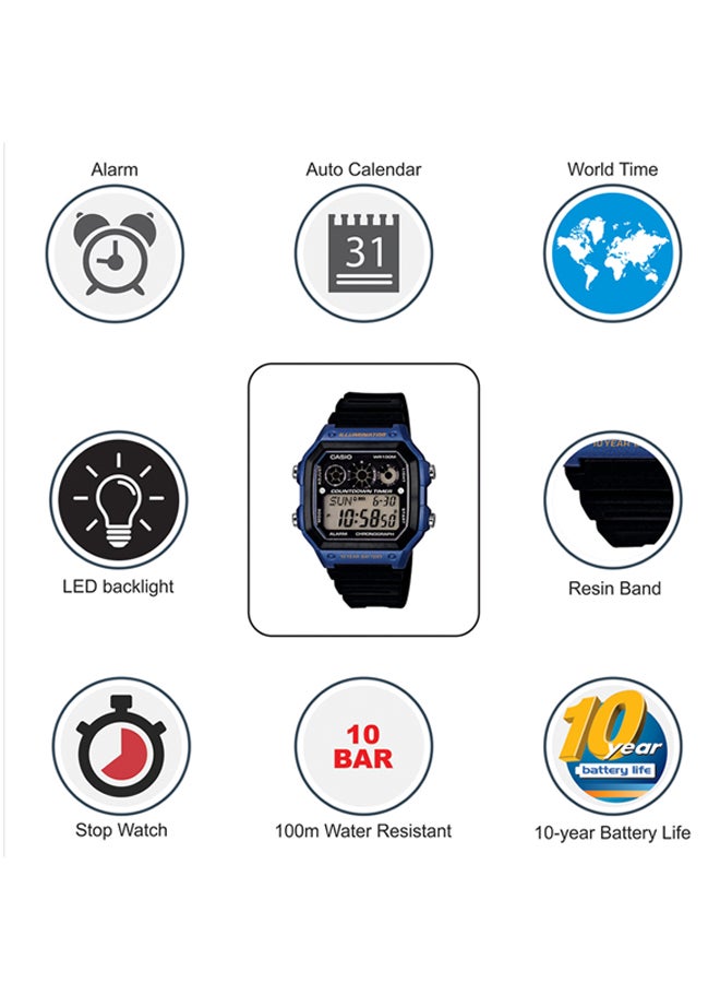 Boys' Resin Digital Wrist Watch AE-1300WH-2AVDF - 42 mm - Black