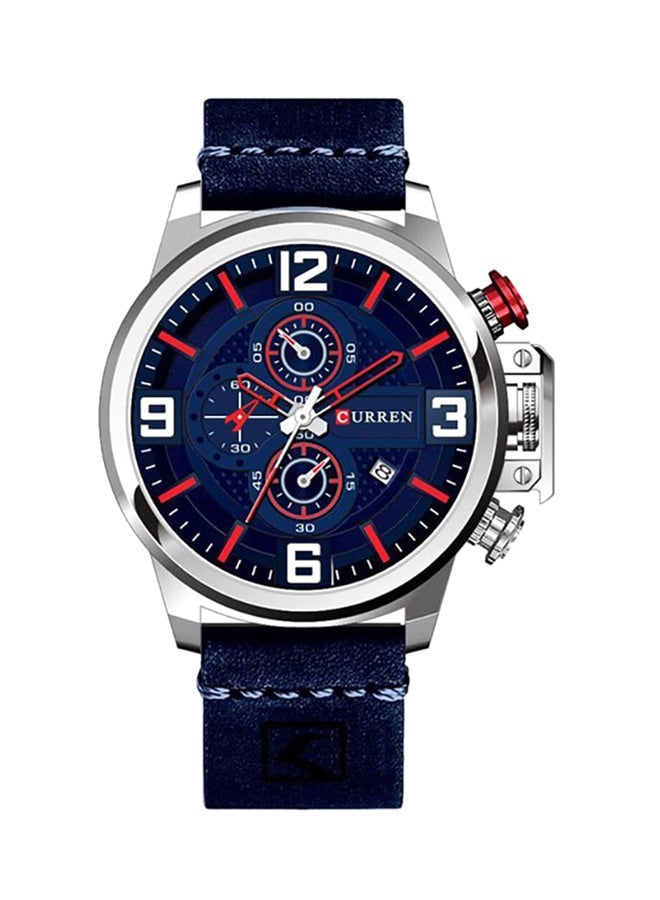 Boys' Leather Analog Wrist Watch WT-CU-8278-BL - 48 mm -Blue