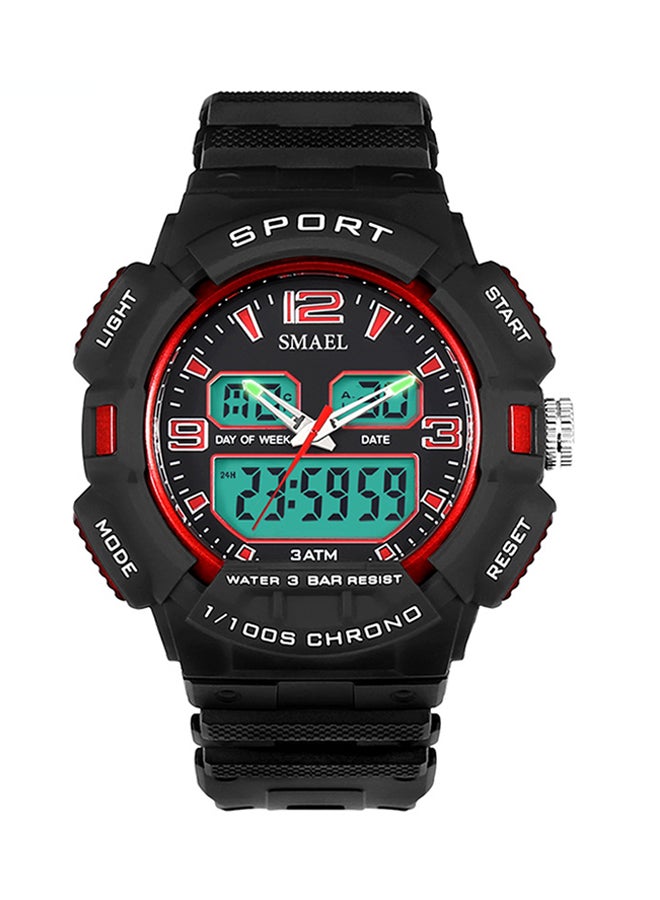 boys Water Resistant Rubber Analog+Digital Watch Smael-47-RED
