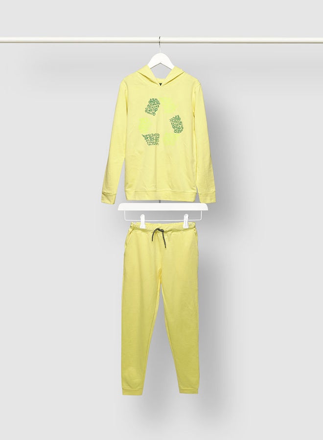 Trendy Boys Printed Jacket And Joggers Clothing Set Yellow