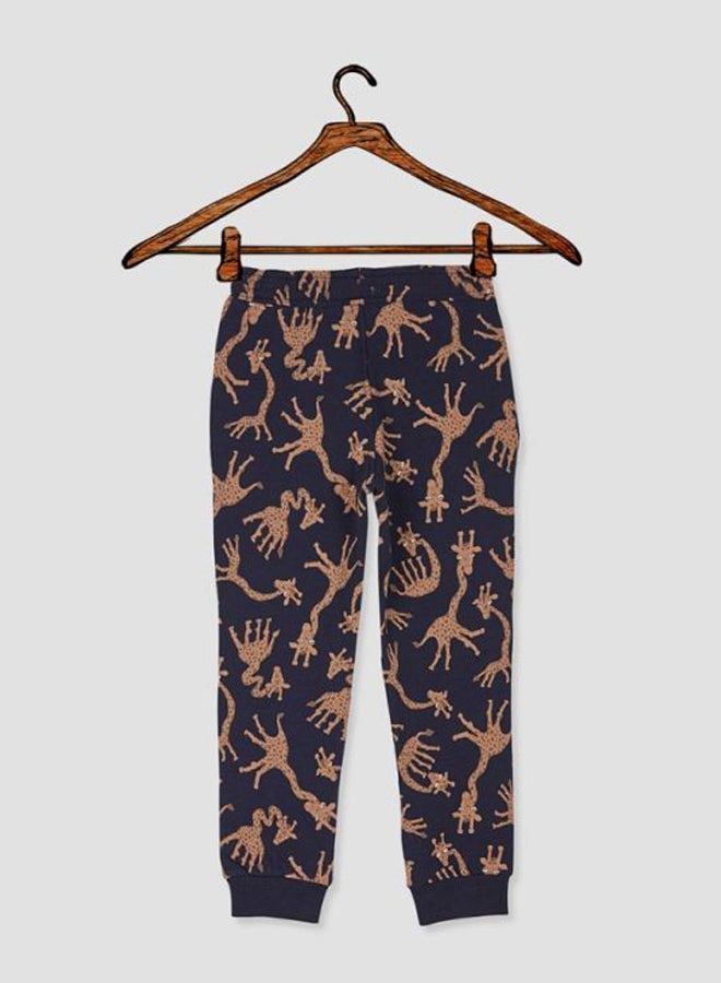 Giraffe Printed Sweatpants Dark Sapphire