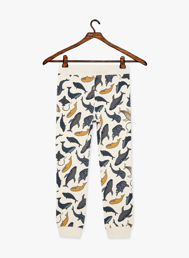 All Over Patterned Sweatpants Beige