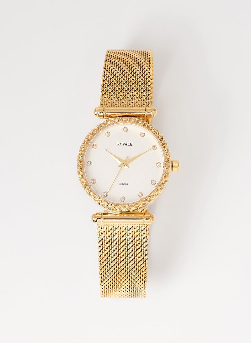 Girls' Executive Mesh BAnd Stylish Wrist Watch - 32 mm - Gold