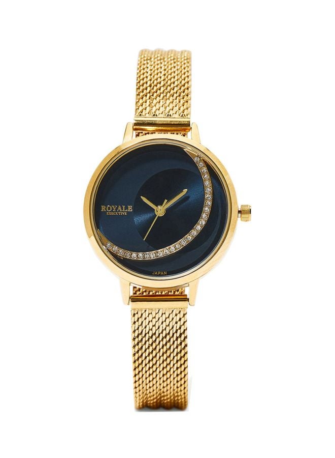 Girls' Water Resistant Stone Studded Analog Watch RE074F - 32 mm - Gold