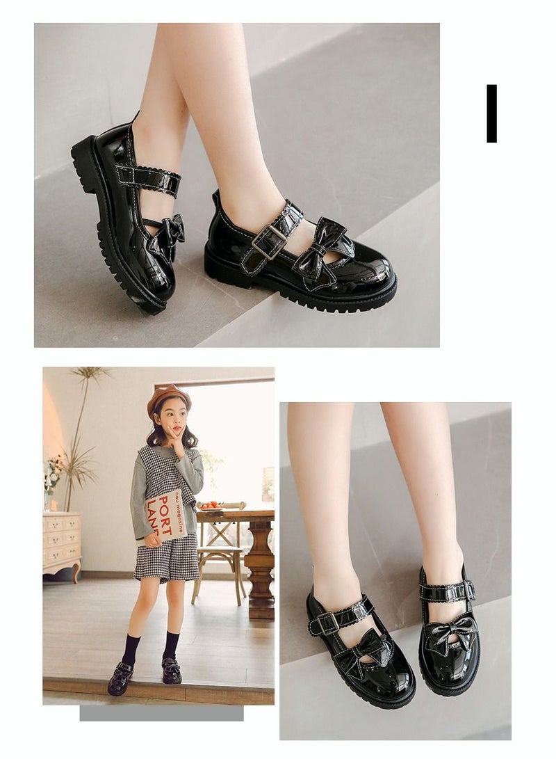 Girl's Princess Leather Shoes Fashion Mary Jane Dance Flats School Uniform Shoes