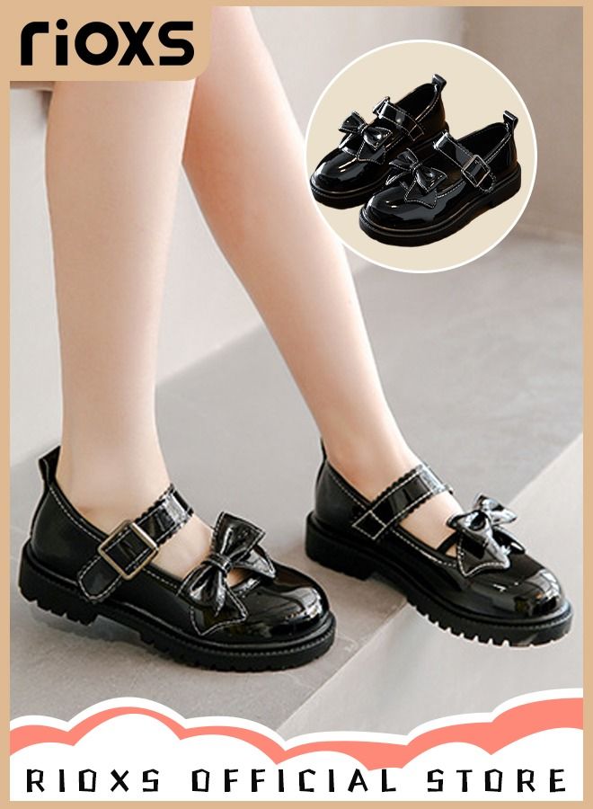 Girl's Princess Leather Shoes Fashion Mary Jane Dance Flats School Uniform Shoes