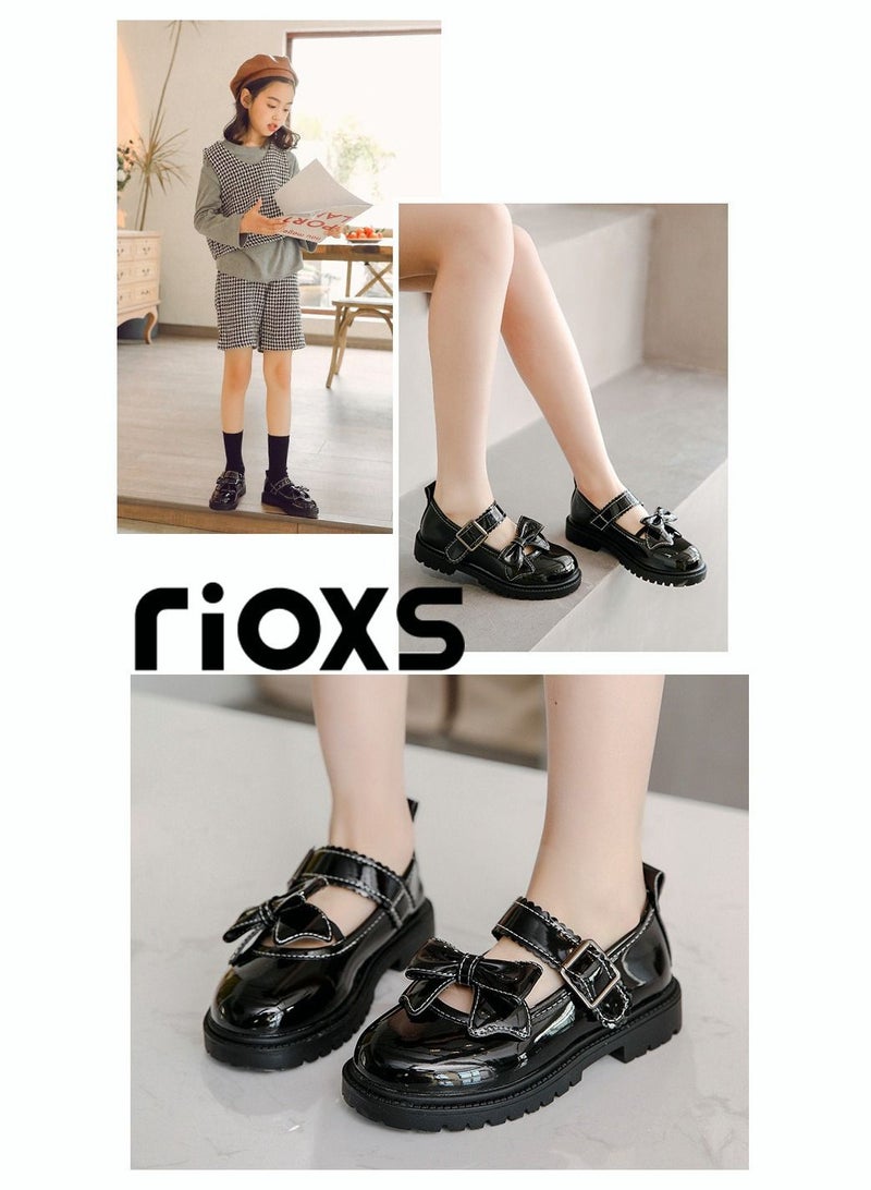 Girl's Princess Leather Shoes Fashion Mary Jane Dance Flats School Uniform Shoes