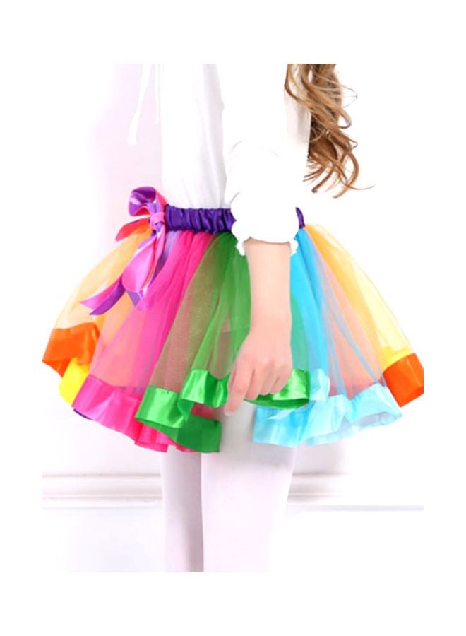 Nylon Bow Design Bubble Skirt Yellow/Green/Blue