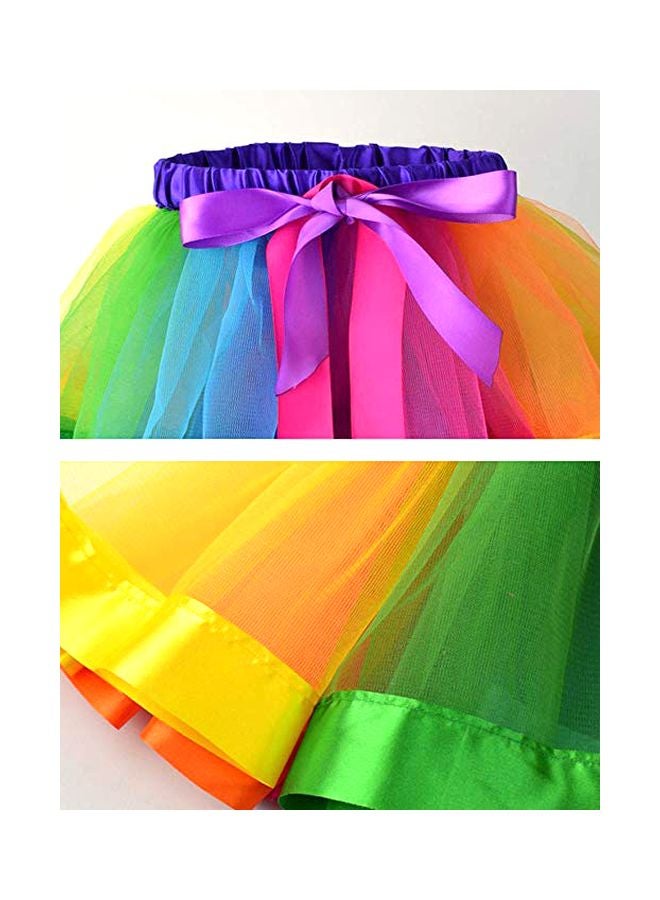 Nylon Bow Design Bubble Skirt Yellow/Green/Blue