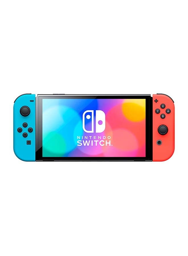 Switch OLED (2021) Model - Neon Red & Blue Joy Con (UAE Version)