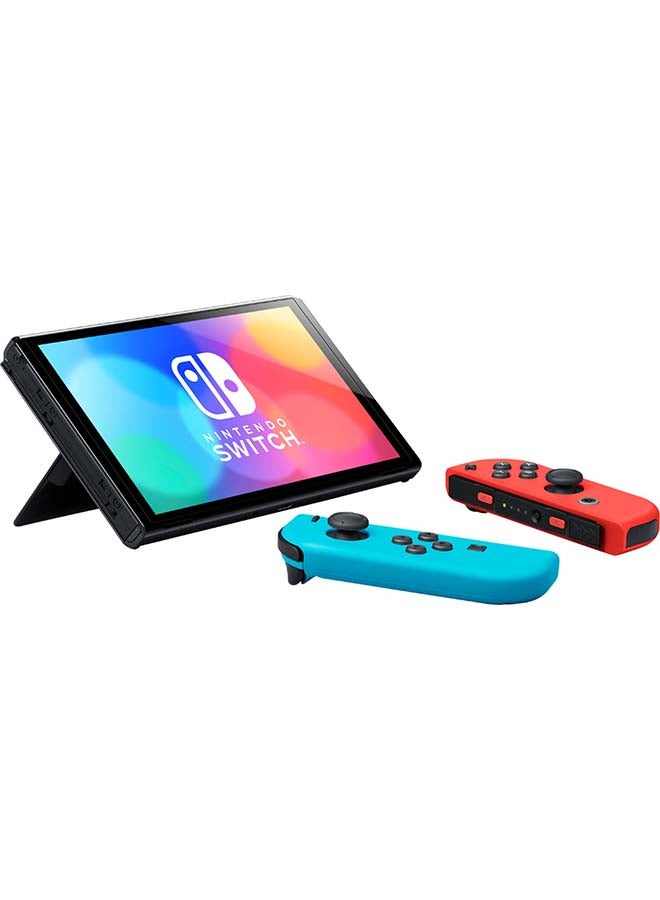 Switch OLED (2021) Model - Neon Red & Blue Joy Con (UAE Version)
