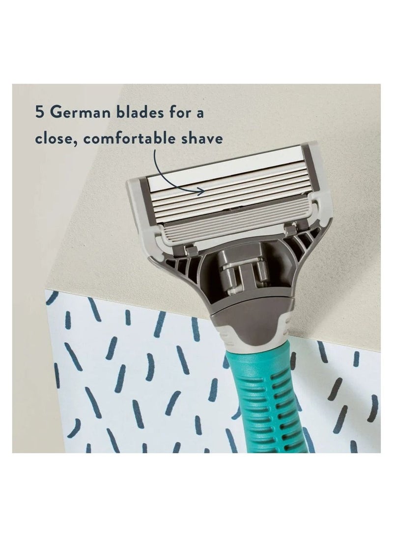 Men’s 5 Blade Razor with 2 Cartridges Forest Green