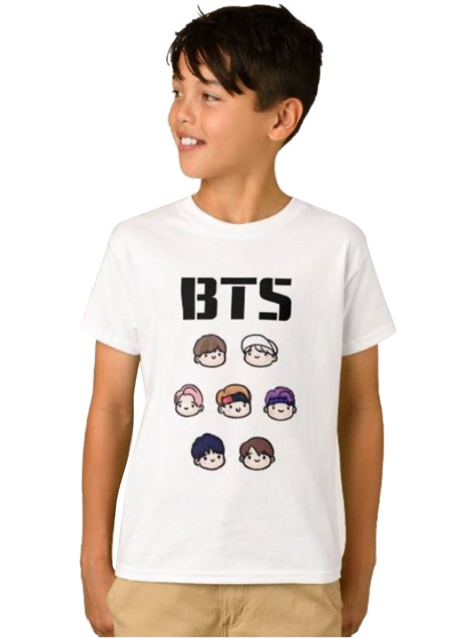 Boys BTS Band Graphic T-Shirt White