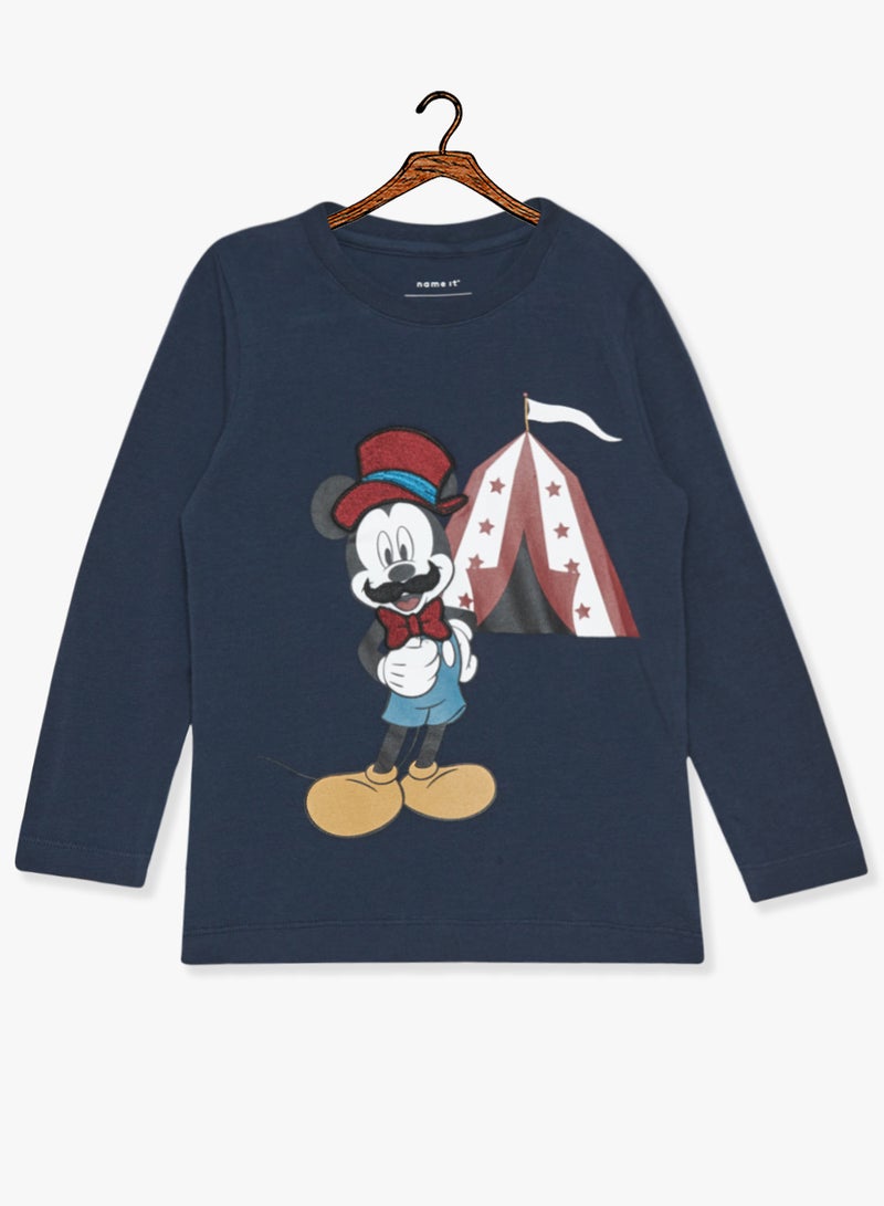 Kids Mickey Mouse Long Sleeve T-Shirt Navy