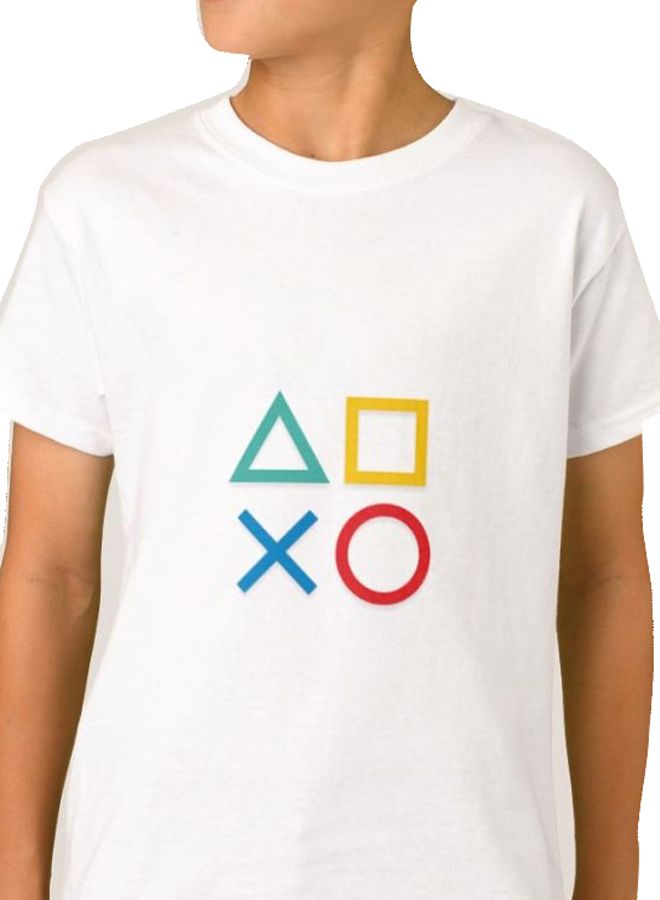 PlayStation Buttons Print Short Sleeve T-Shirt White