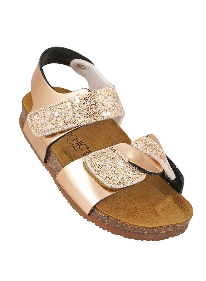 Metallic Glittery Backstrap Sandals Gold