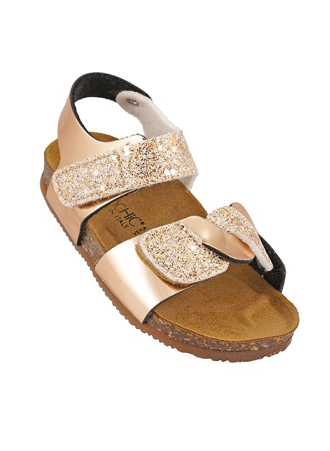 Metallic Glittery Backstrap Sandals Gold