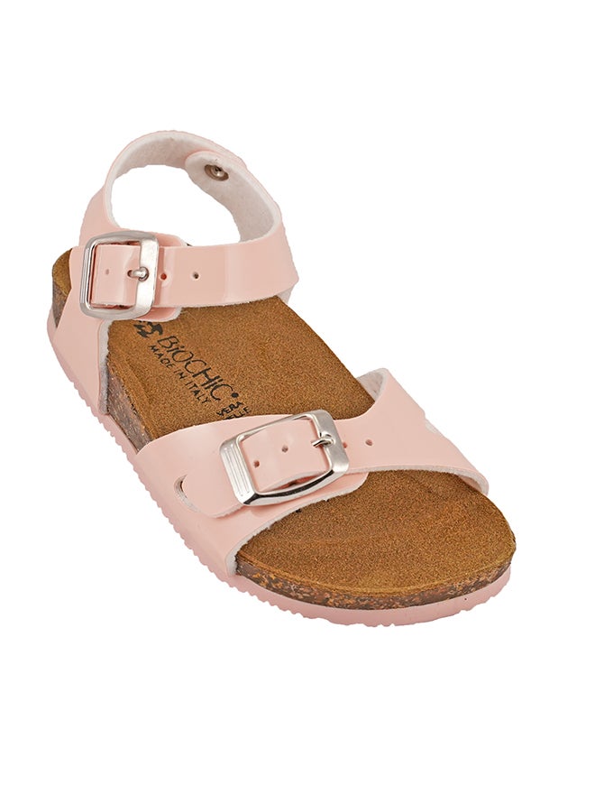 Solid Backstrap Sandals Brown/Pink