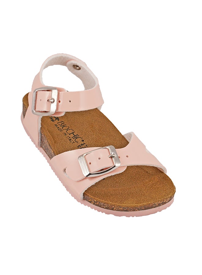 Solid Backstrap Sandals Brown/Pink