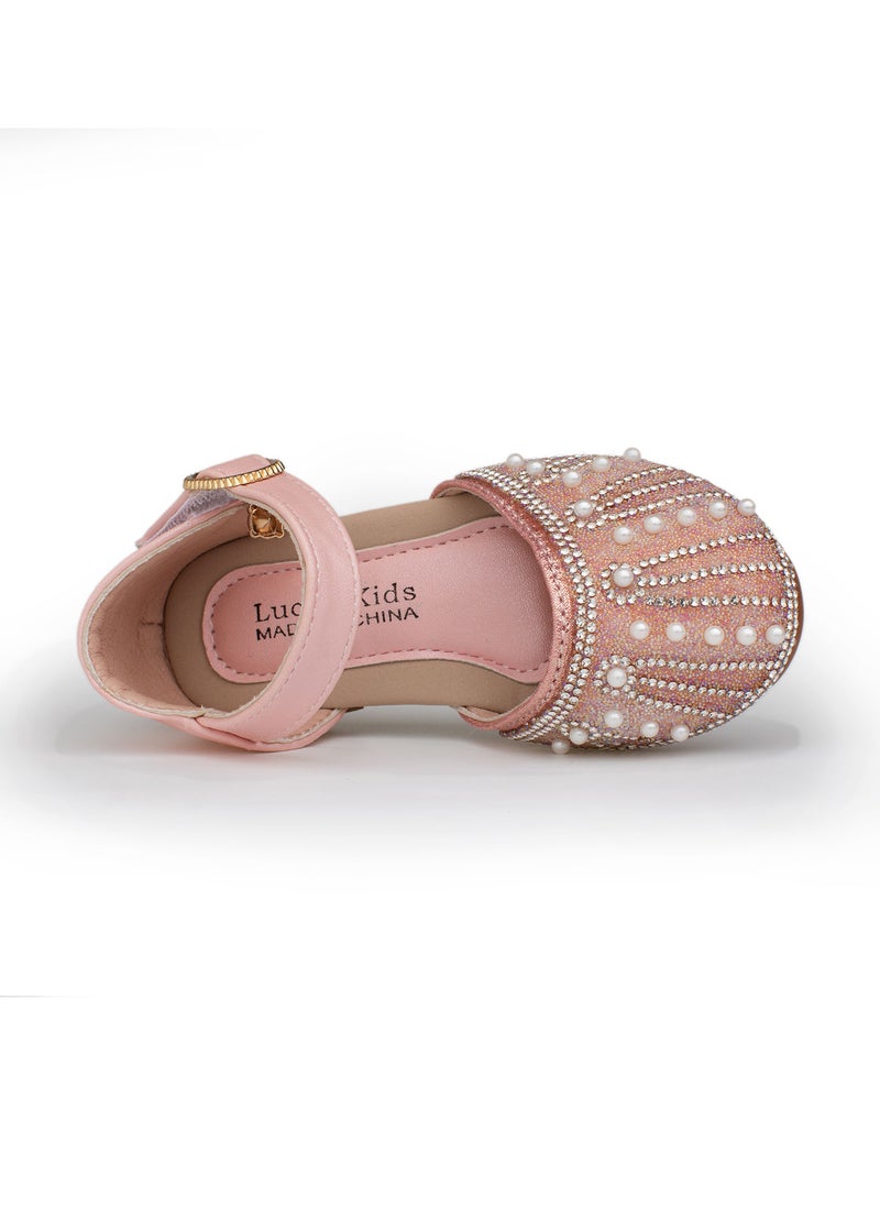 Lucky Kids Girls Cute Mary Jane Glittery Flat Sandals Party Wedding Dress Shoes Princess For Toddlers/Little Kids