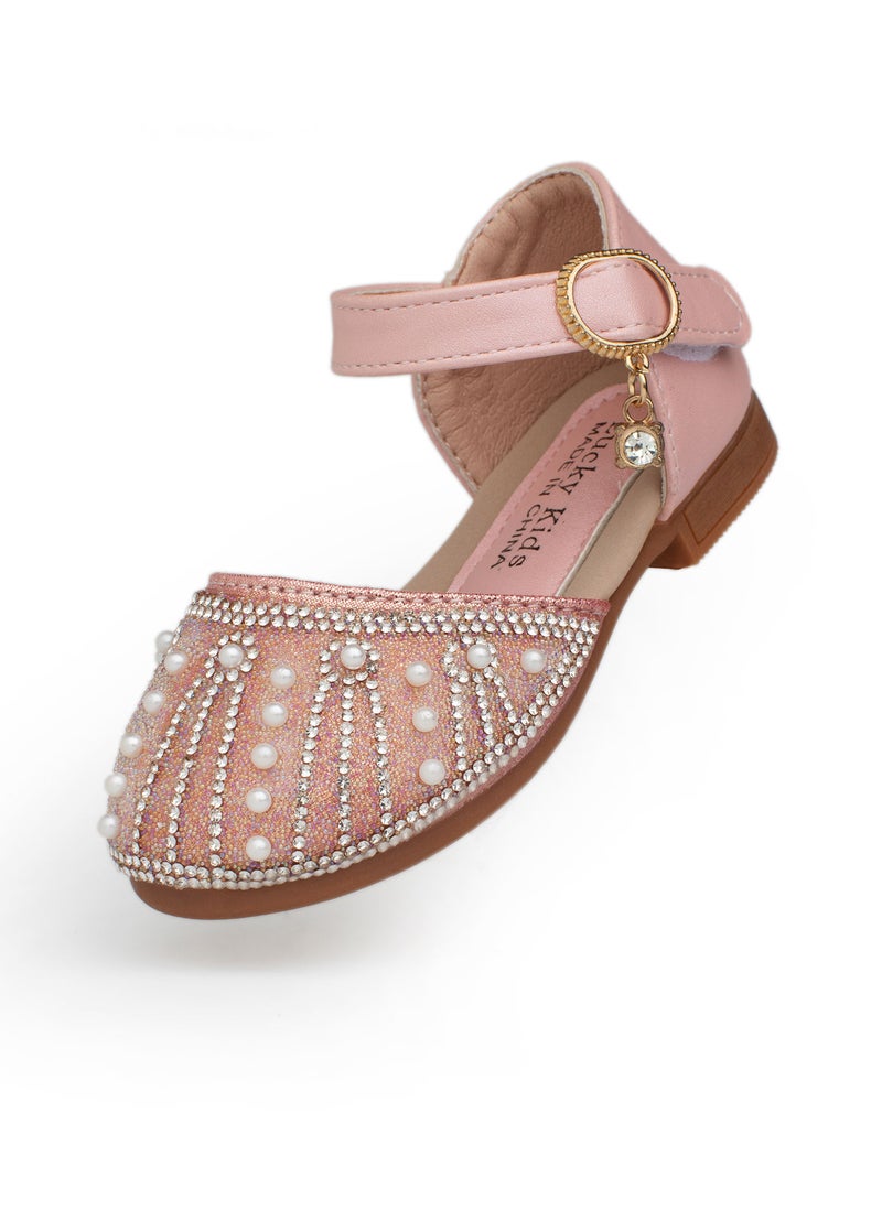 Lucky Kids Girls Cute Mary Jane Glittery Flat Sandals Party Wedding Dress Shoes Princess For Toddlers/Little Kids