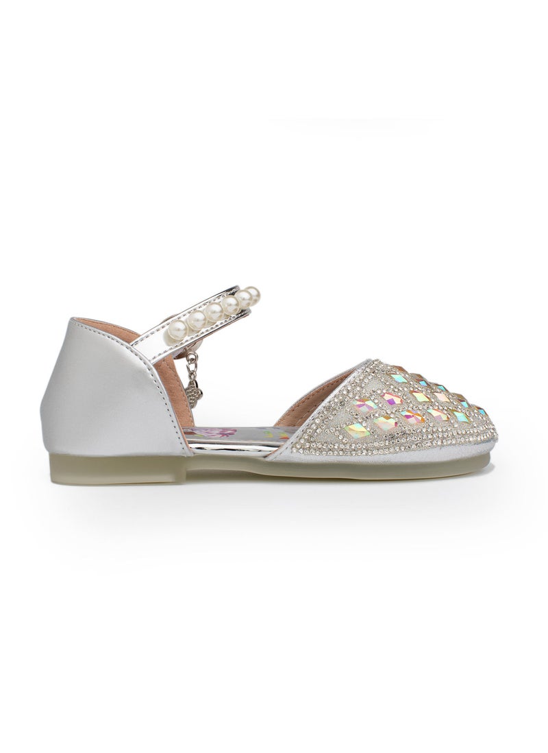 Lucky Kids Girls Cute Mary Jane Glittery Flat Sandals Party Wedding Dress Shoes Princess For Toddlers/Little Kids