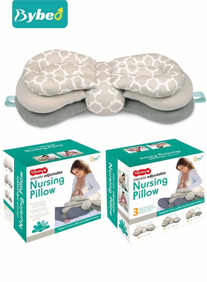 Adjustable Nursing Pillow for Breastfeeding Moms - Multi-Functional and Multi-Layer Postnatal Posture Support Pillow, Can Adjust Height, Geometric Design