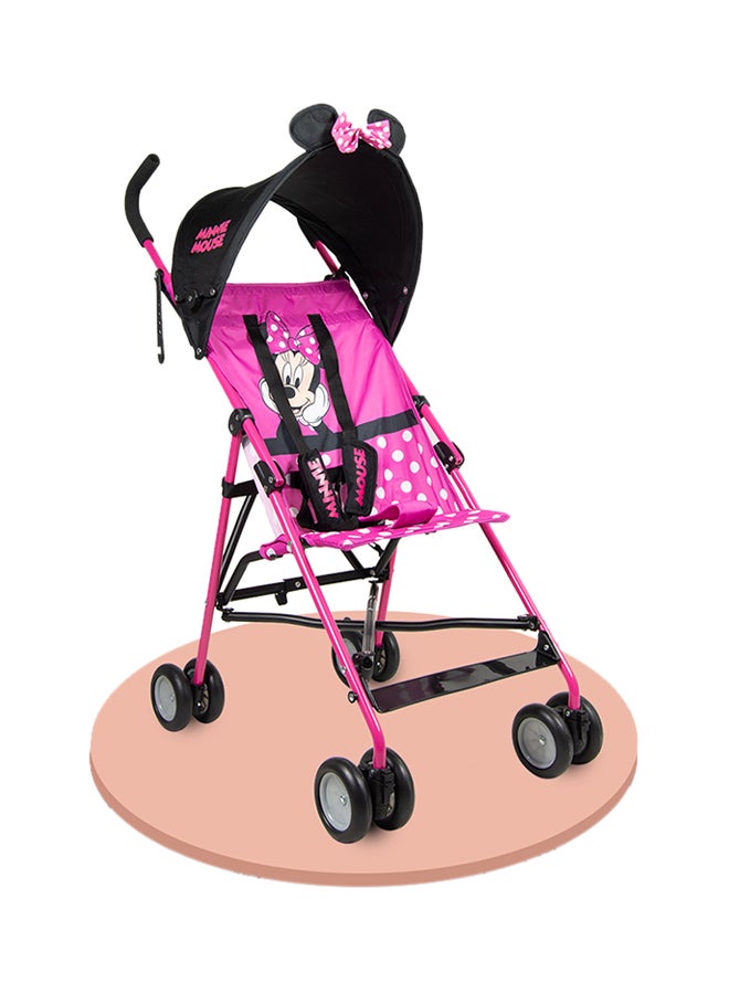 Minnie Mouse 3D Ears Lightweight Buggy Stroller 3 - 36 Months, Pink, Rear Breaks, Shoulder Strap