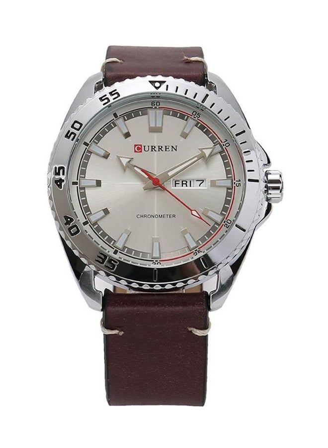 Boys' Leather Analog Wrist Watch WT-CU-8272-S - 44 mm -Brown