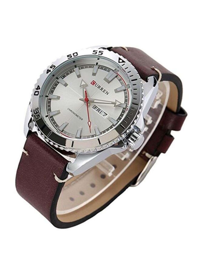 Boys' Leather Analog Wrist Watch WT-CU-8272-S - 44 mm -Brown