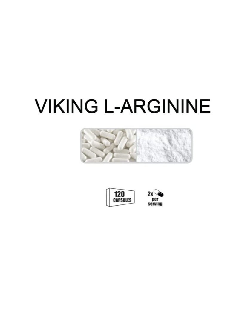 Viking L-Arginine capsules- Amino Acid for Nitrogen retention, 120 capsules