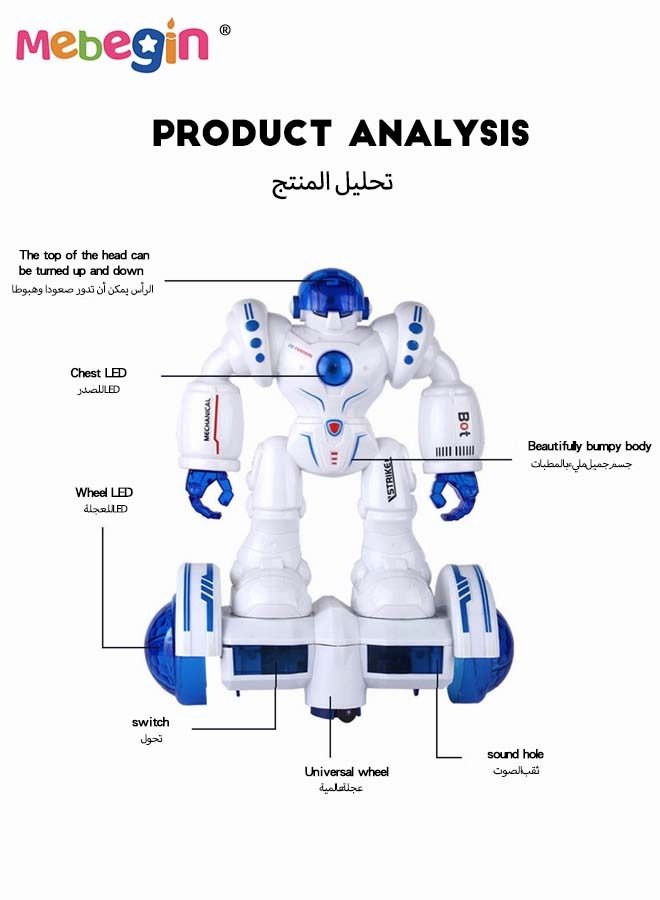 Smart Robot Toy with Lighs and Sounds, Dancing Robot with 360° Rotation, Great Educational Toy, Ideal Gift for Kids Aged 3+, 2 AA Batteries Required(Not Included)