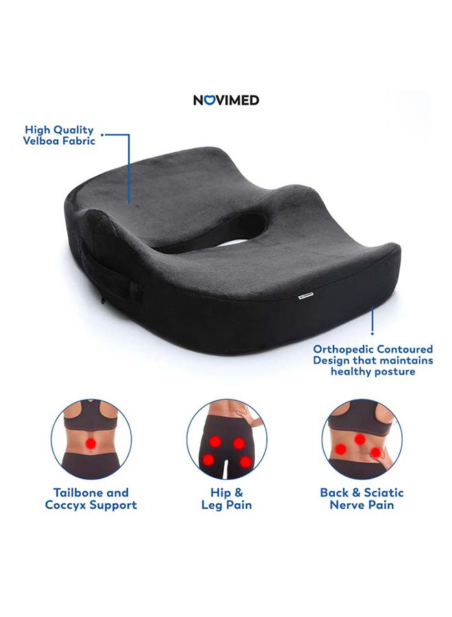 Orthopedic Coccyx Cushion For Comfortable Driving With Ergonomic Memory Foam Ideal For Office, Gaming Chair Seat Velvet Black 45x38x13cm