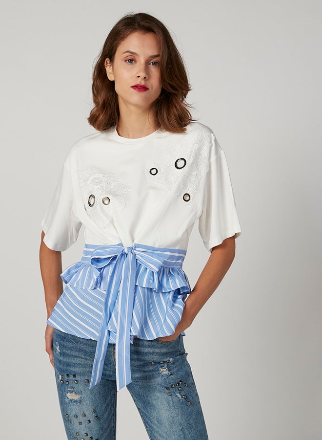 Ruffled Hem T-shirt Ivory