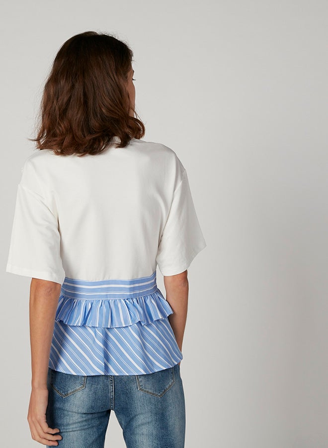 Ruffled Hem T-shirt Ivory