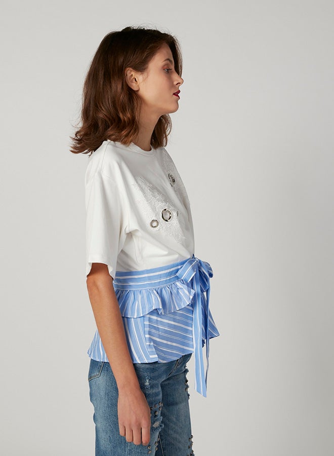 Ruffled Hem T-shirt Ivory