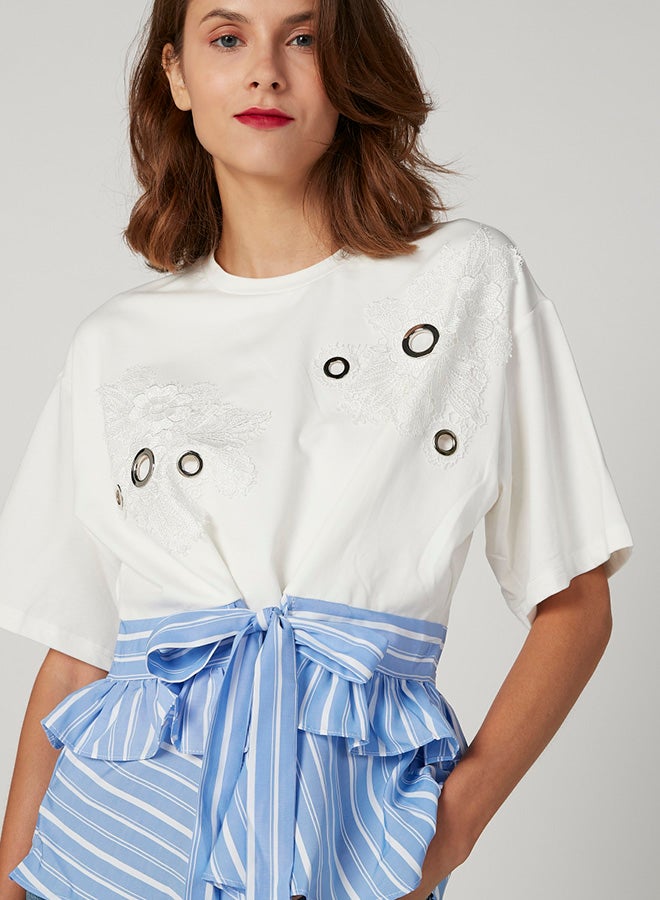 Ruffled Hem T-shirt Ivory