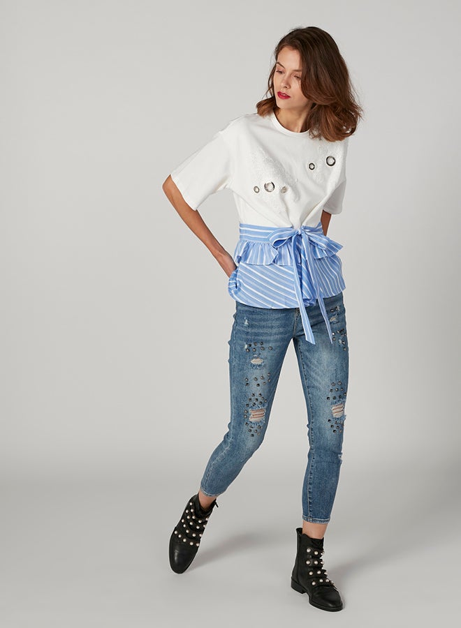 Ruffled Hem T-shirt Ivory