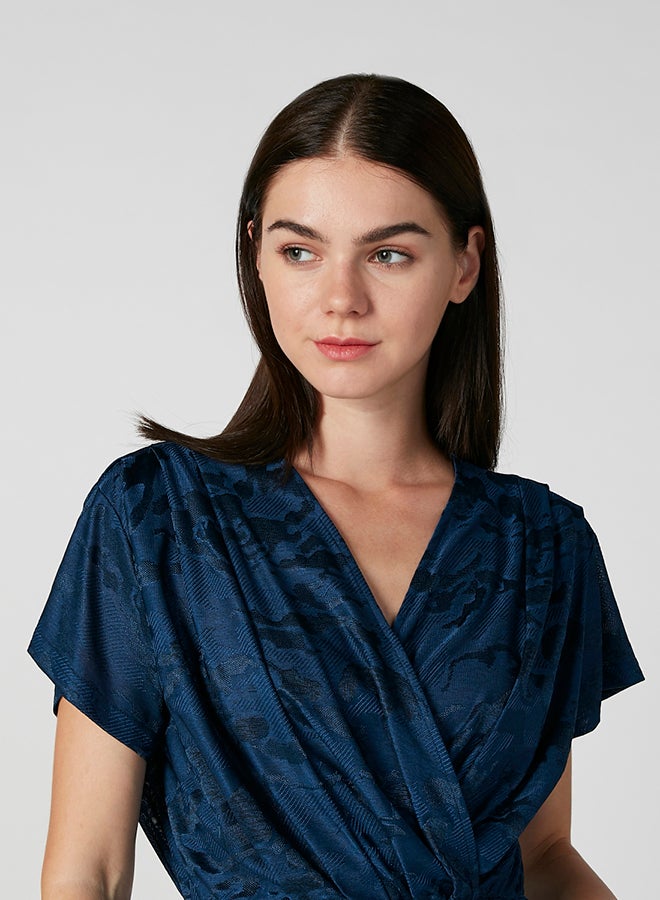 Surplice Neckline Top Navy